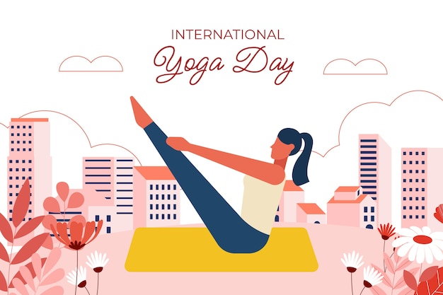 Flat international yoga day background