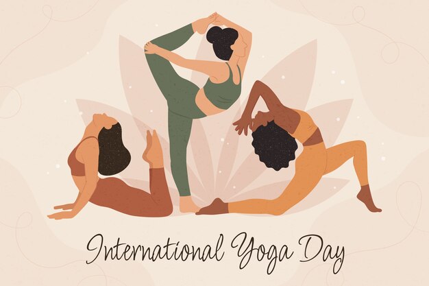 Flat international yoga day background