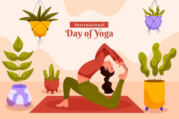 flat international yoga day background