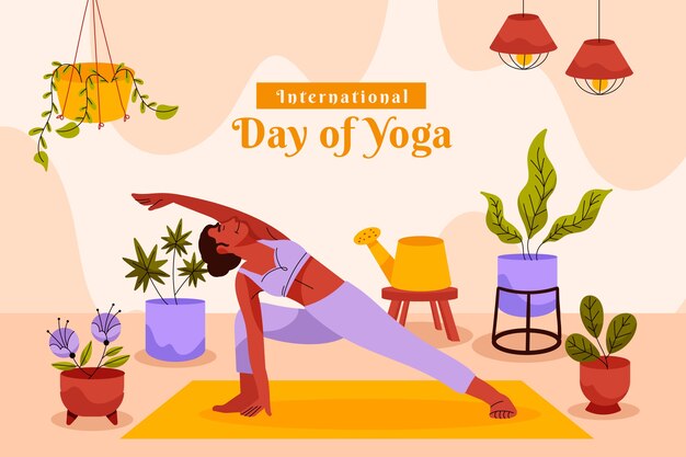 Flat international yoga day background