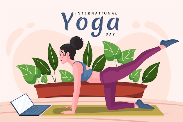 Flat international yoga day background