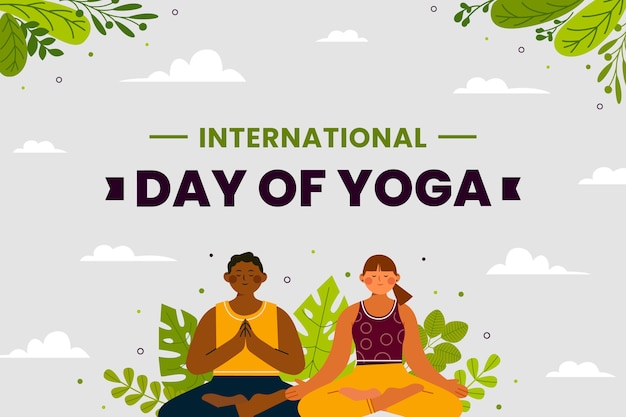 Flat international yoga day background