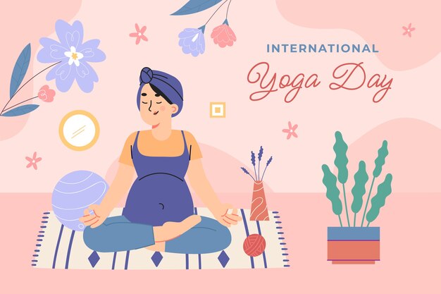 Flat international yoga day background