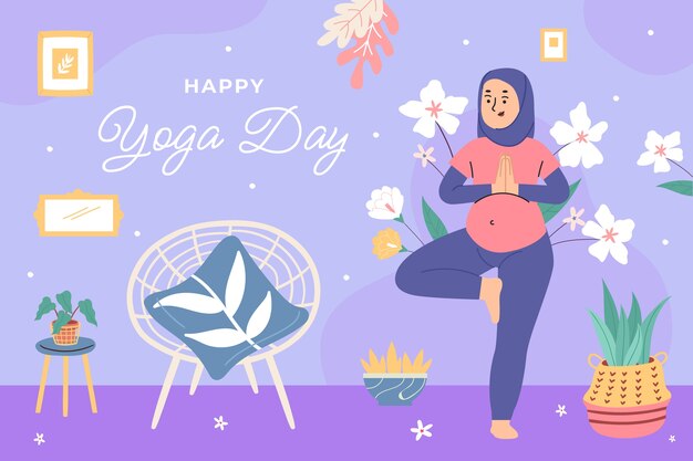 Flat international yoga day background