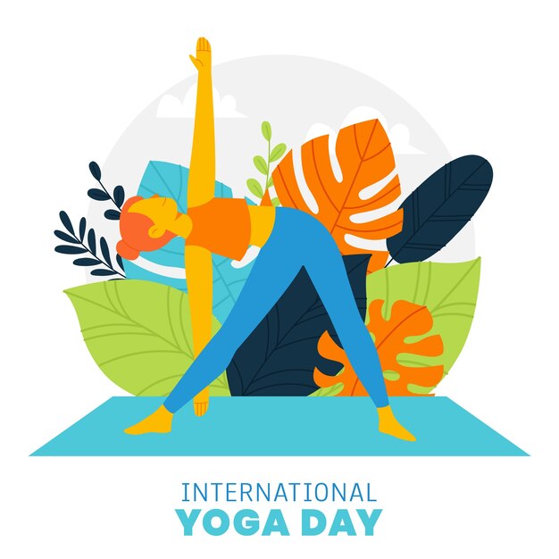 Плоская иллюстрация международного дня йоги