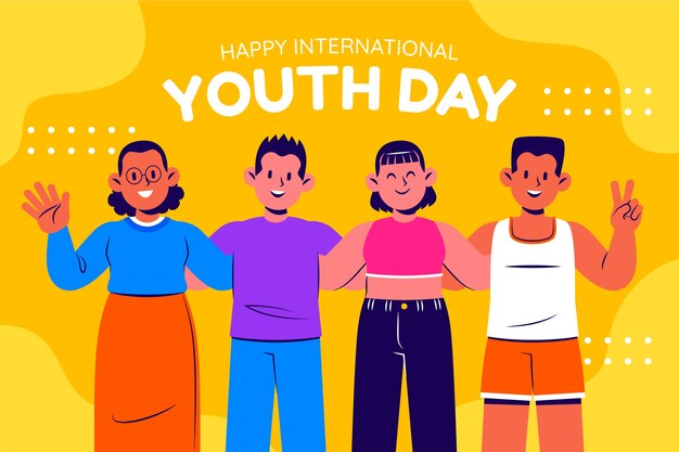 Flat international youth day background