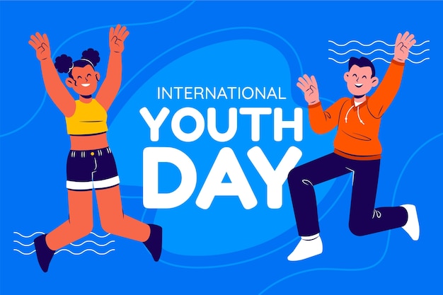 Flat international youth day background