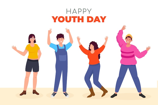 Бесплатное векторное изображение Плоский международный день молодежи фон