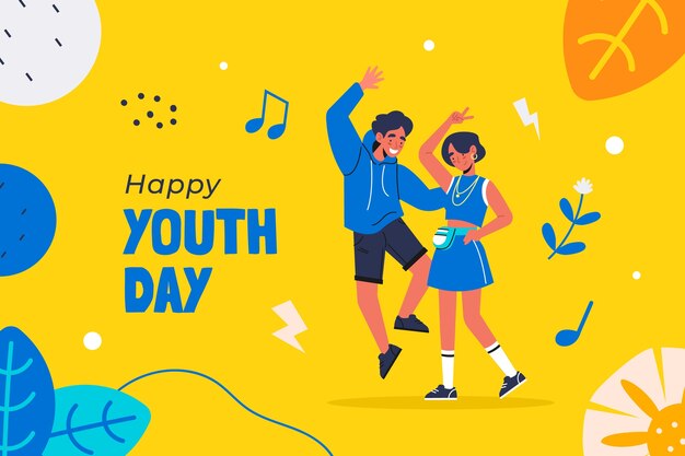 Flat international youth day background