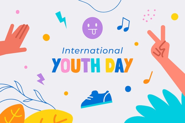 Flat international youth day background