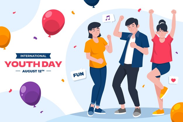 flat international youth day background