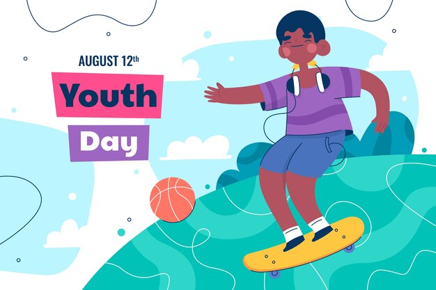 Плоский международный день молодежи фон