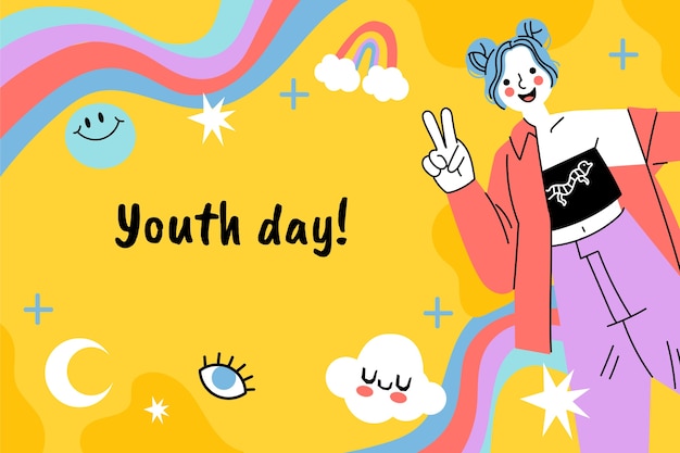 Flat international youth day background