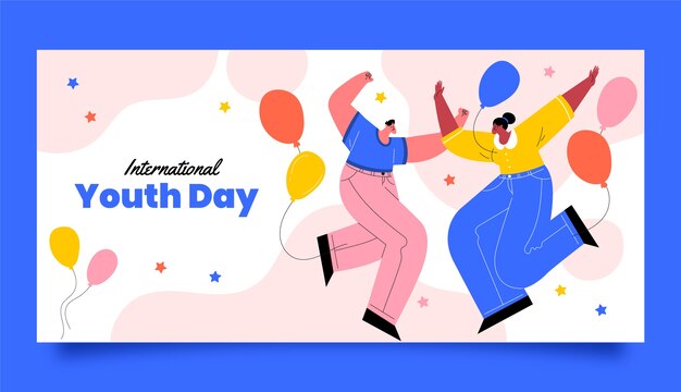 Free vector flat international youth day horizontal banner template