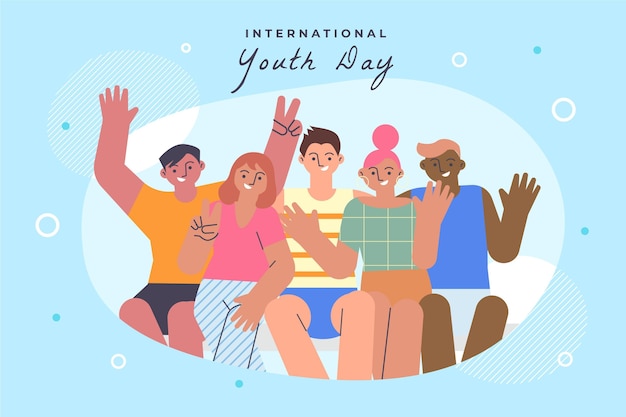 Flat international youth day illustration