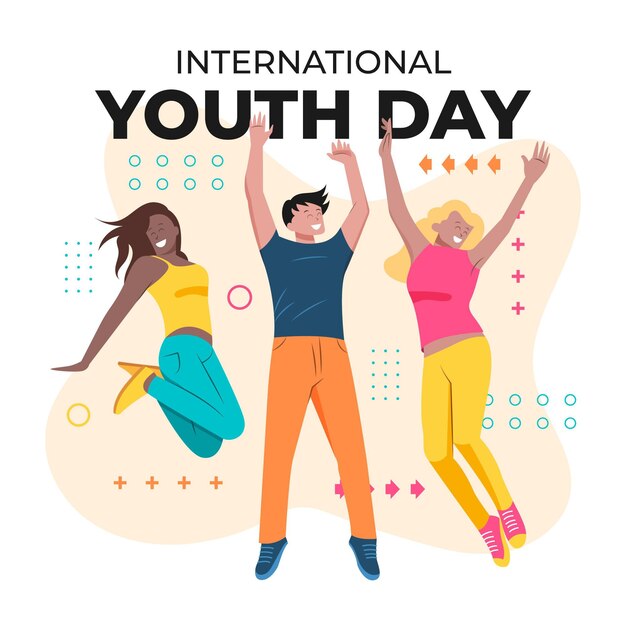 flat international youth day illustration