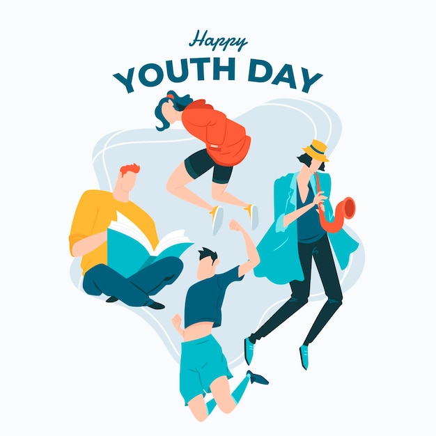 Flat international youth day illustration