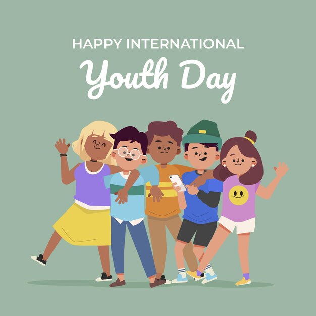 Flat international youth day illustration