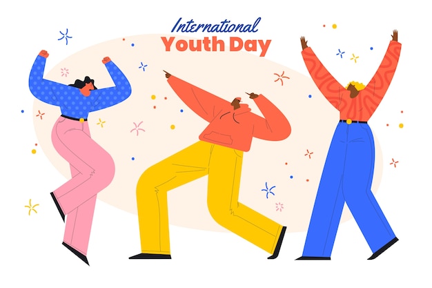 Illustrazione piatta della giornata internazionale della gioventù
