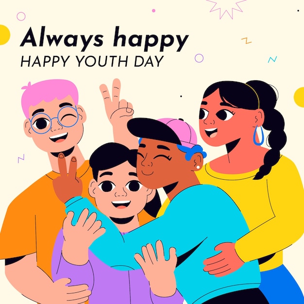 Flat international youth day illustration