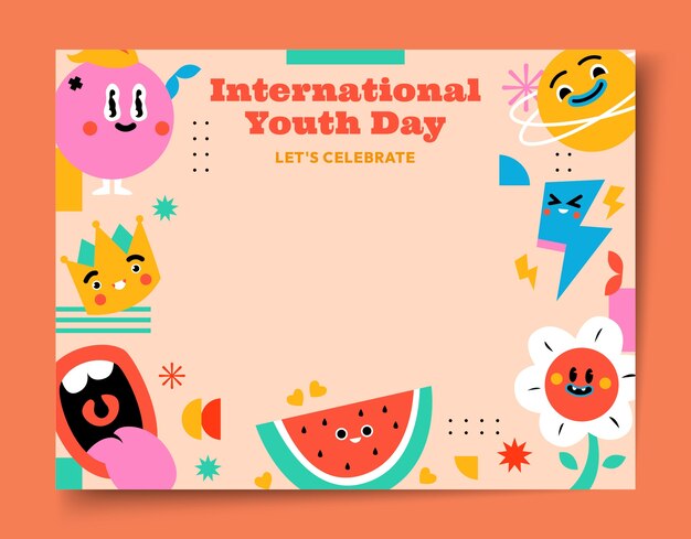 Flat international youth day photocall template