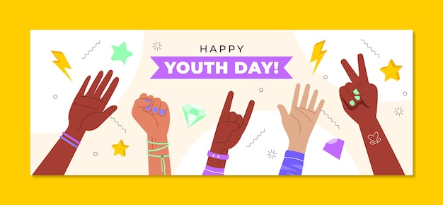 Flat international youth day social media cover template