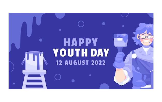 Flat international youth day social media post template