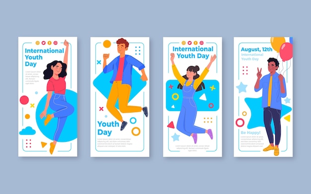 Free vector flat international youth day story collection