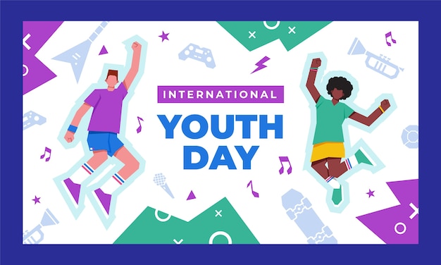 Free vector flat international youth day twitch background