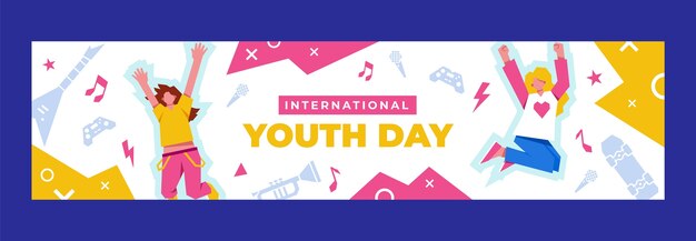 Flat international youth day twitch banner