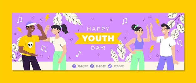 Free vector flat international youth day twitter header