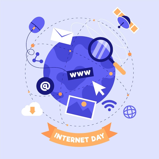 Flat internet day illustration