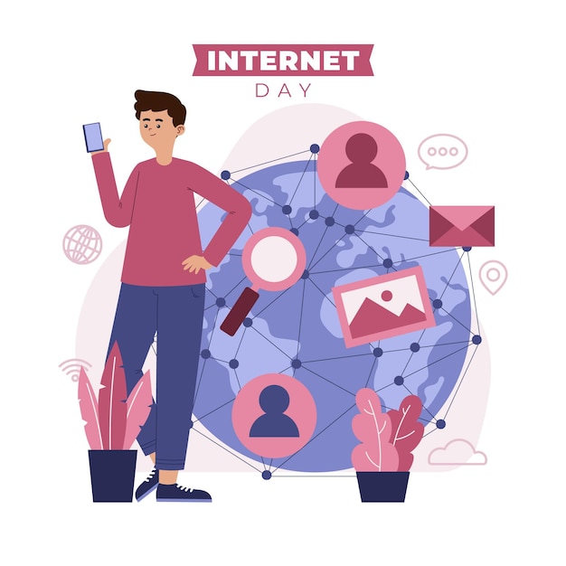 Free vector flat internet day illustration