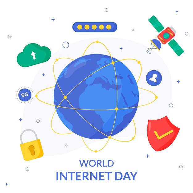 Flat internet day illustration