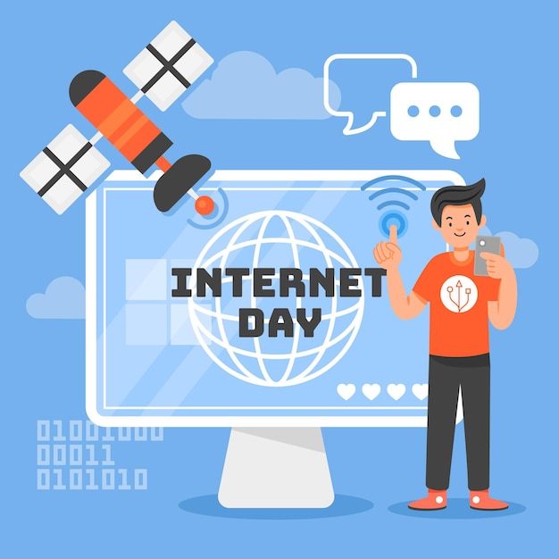 Плоский интернет-день иллюстрация