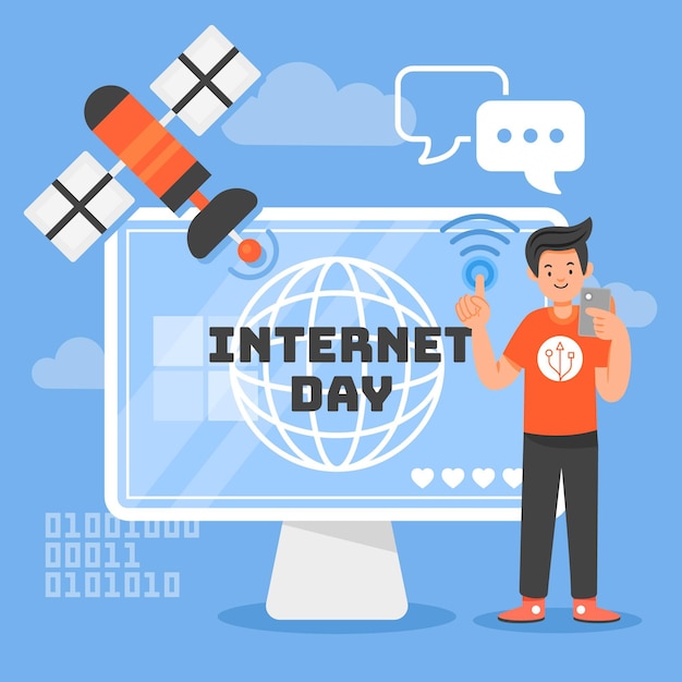 Flat internet day illustration