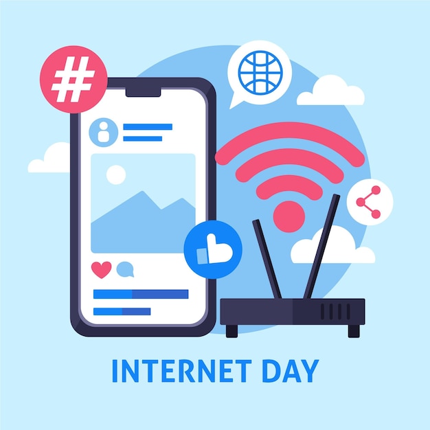 Free vector flat internet day illustration