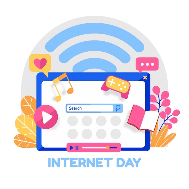 Flat internet day illustration