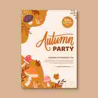Free vector flat invitation template for autumn celebration