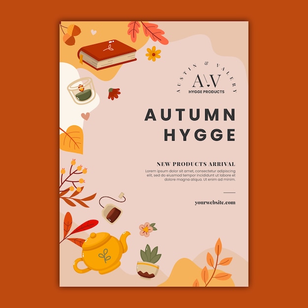 Flat invitation template for autumn celebration