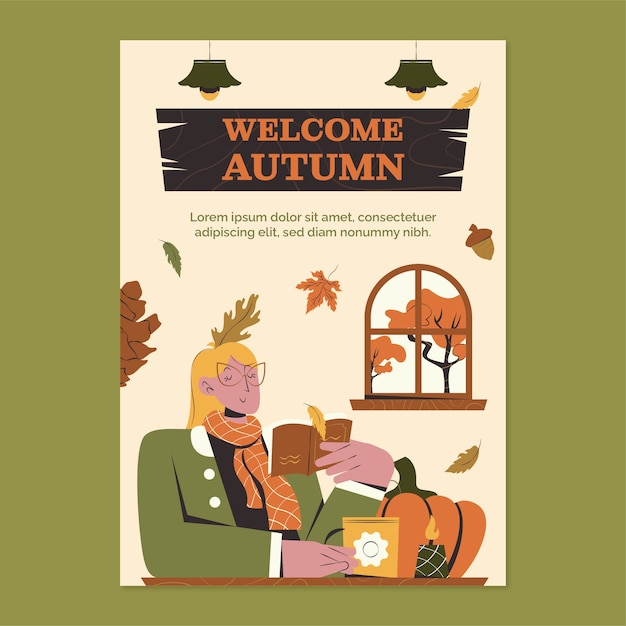 Free vector flat invitation template for autumn celebration