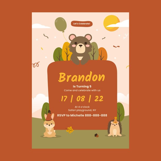 flat invitation template for autumn celebration