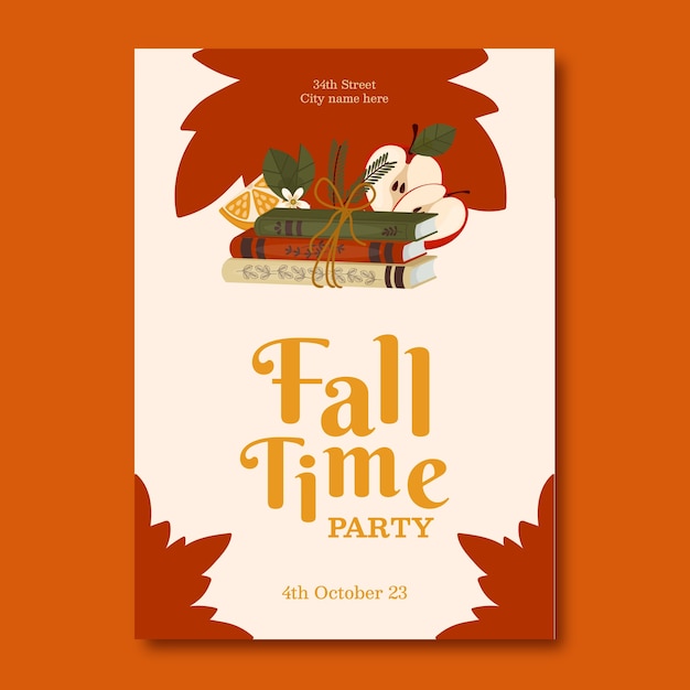 Free vector flat invitation template for autumn season celebration