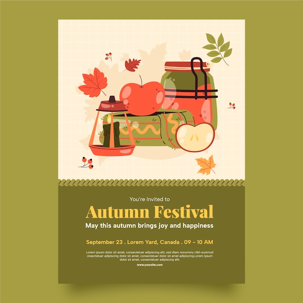 Free vector flat invitation template for autumn season celebration