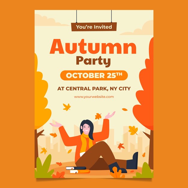 flat invitation template for autumn season