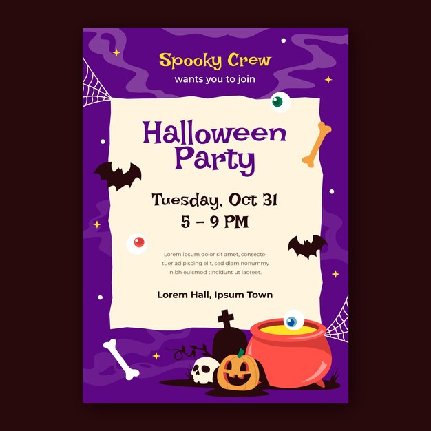 Free vector flat invitation template for halloween celebration