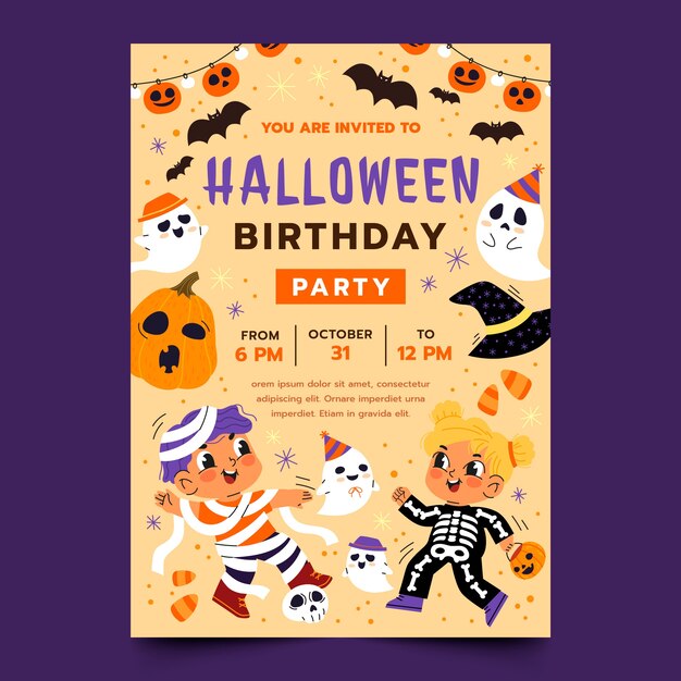 flat invitation template for halloween season