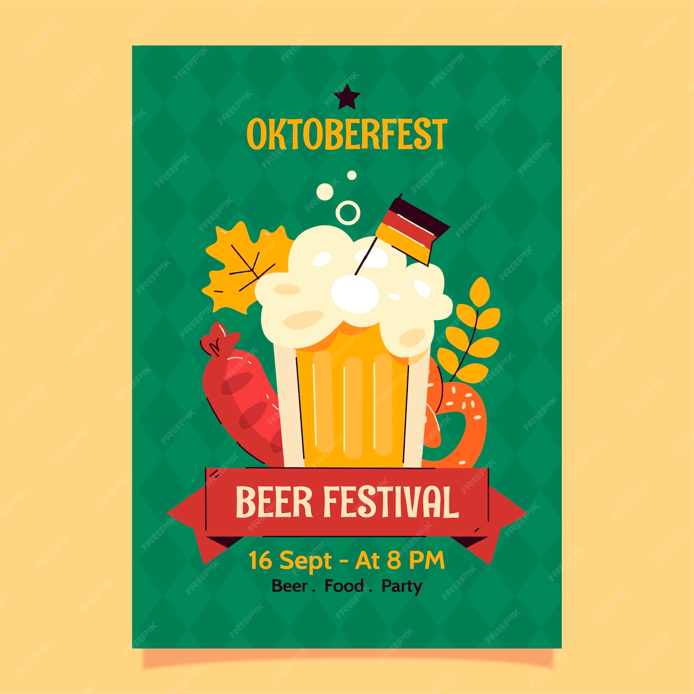 Free Vector Flat invitation template for oktoberfest beer festival Free Vector Flat invitation template for oktoberfest beer festival