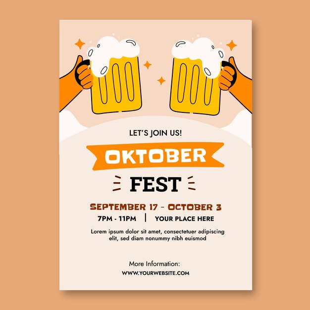 Flat invitation template for oktoberfest celebration