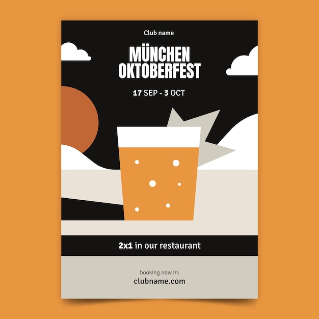 Vettore gratuito modello di invito piatto per il festival dell'oktoberfest